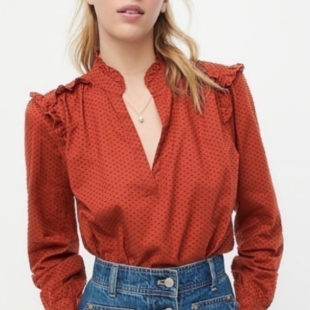 J. Crew rust dotted blouse NWT